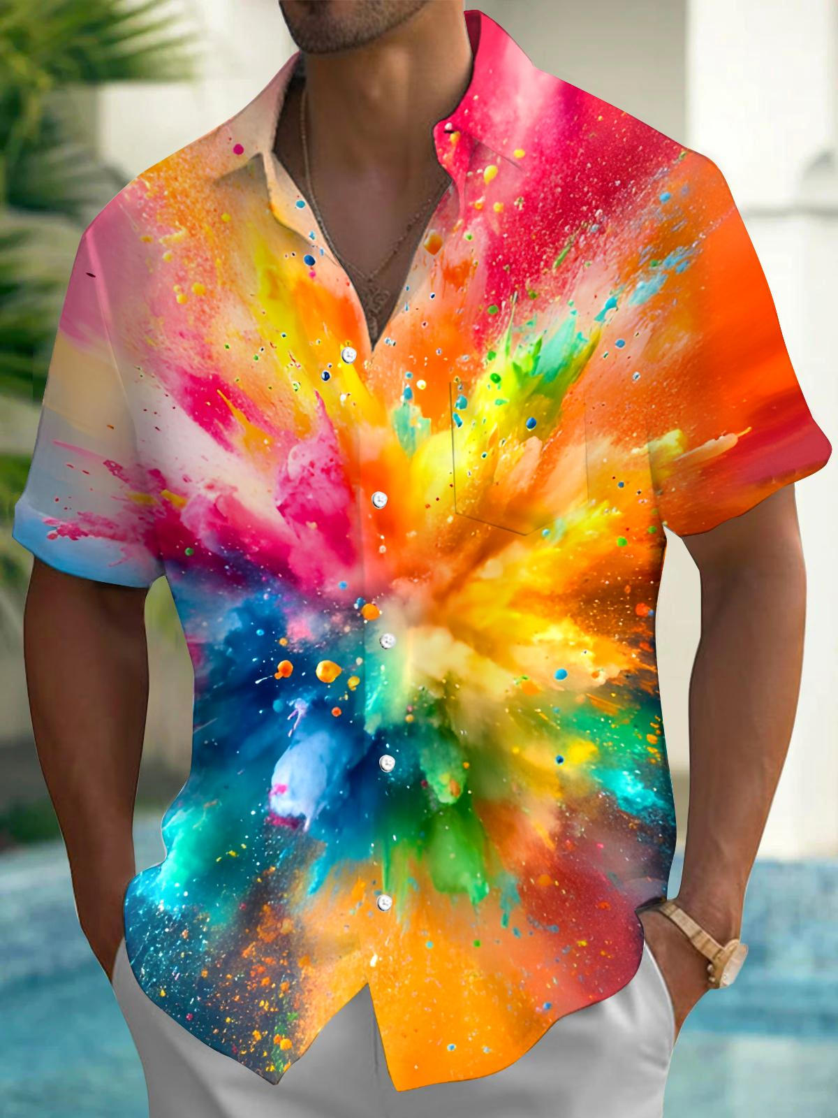 Tie Dye Men's Pocket Short Sleeve Shirts