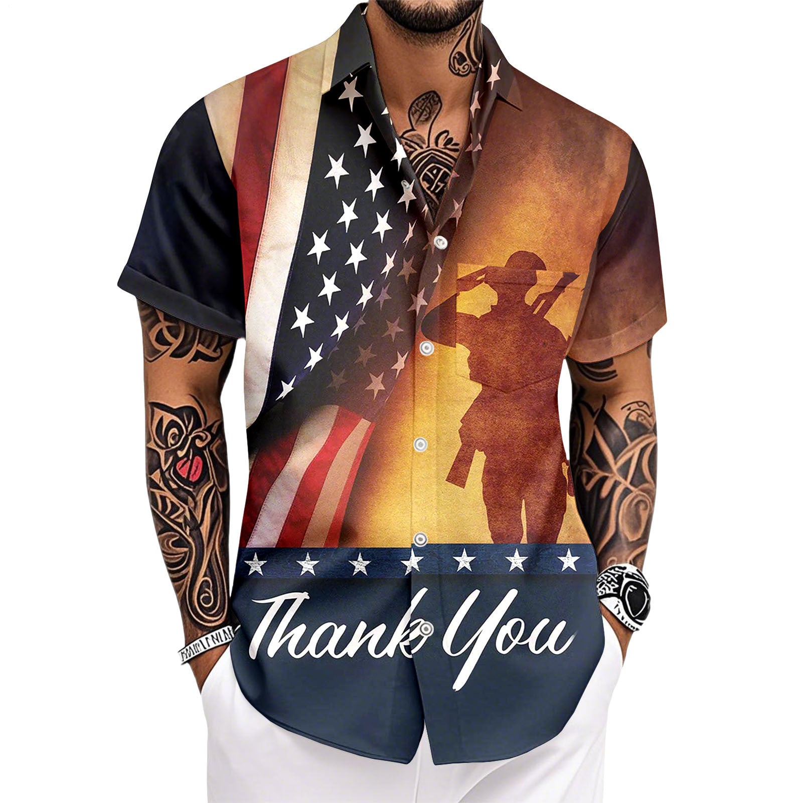 Patriotic Hawaiian Shirts for Men 250 Years Eagle Flag Patriotic Button Up Shirt Hawaiian Outfit for Parade sweetie