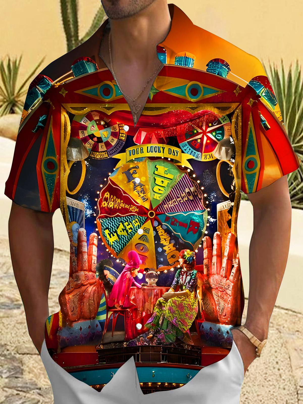 Retro Fun Abstract Roulette Men's Pocket Short Sleeve Shirts