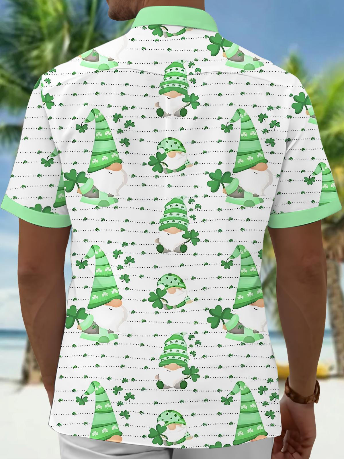 Dwarf Clover Print Men's Pocket Short Sleeve Shirts