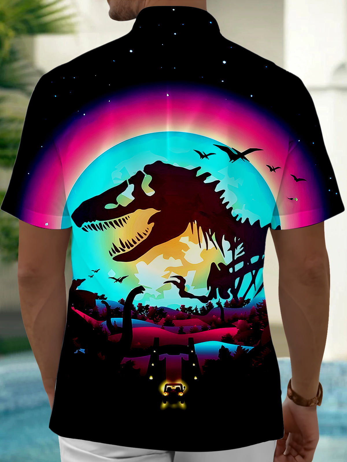 Dinosaur Men's Pocket Short Sleeve Shirts