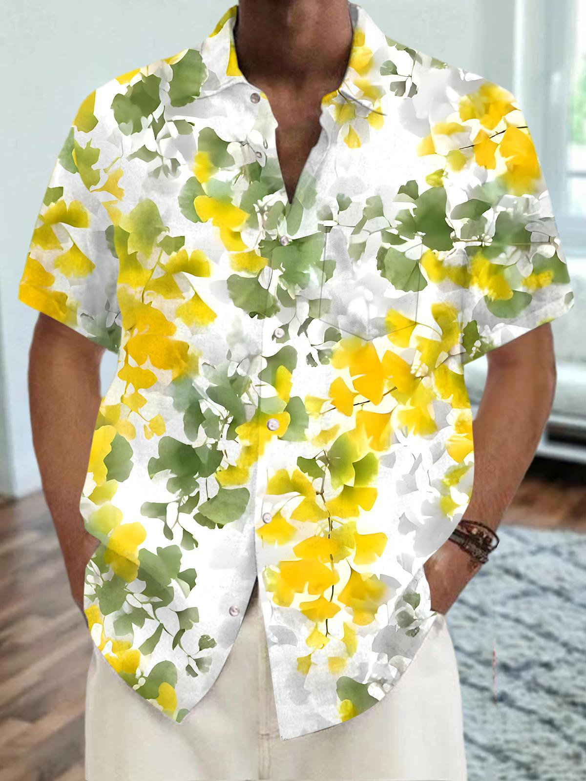 Hawaiian Leaf Men's Pocket Short Sleeve Shirts