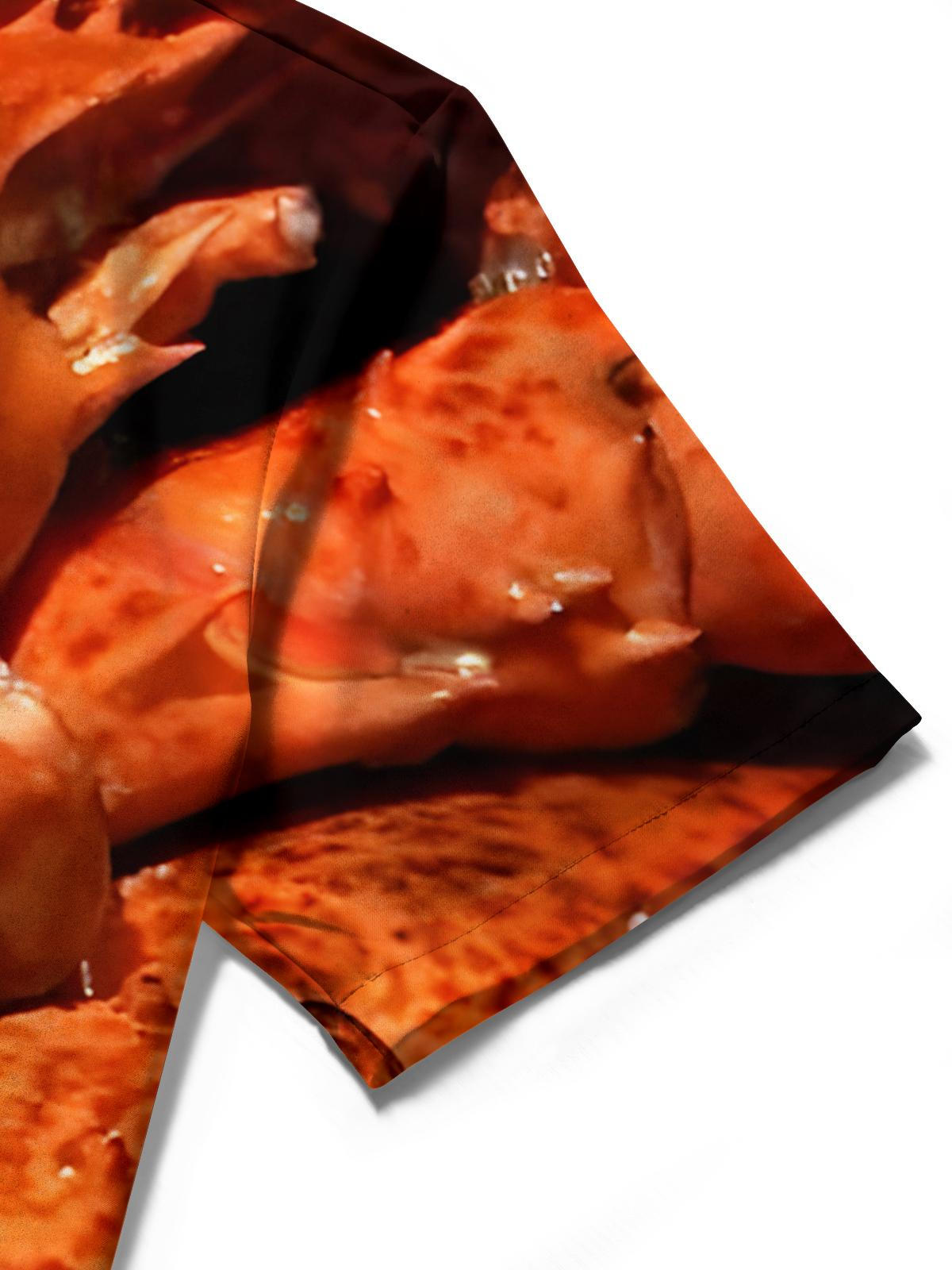 Lobster Print Men's Pocket Short Sleeve Shirts