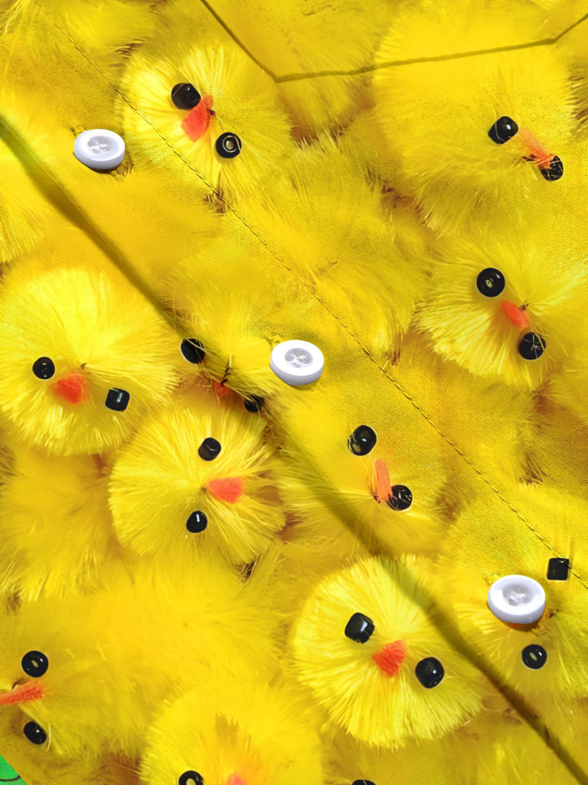 Chicken Print Men's Pocket Short Sleeve Shirts