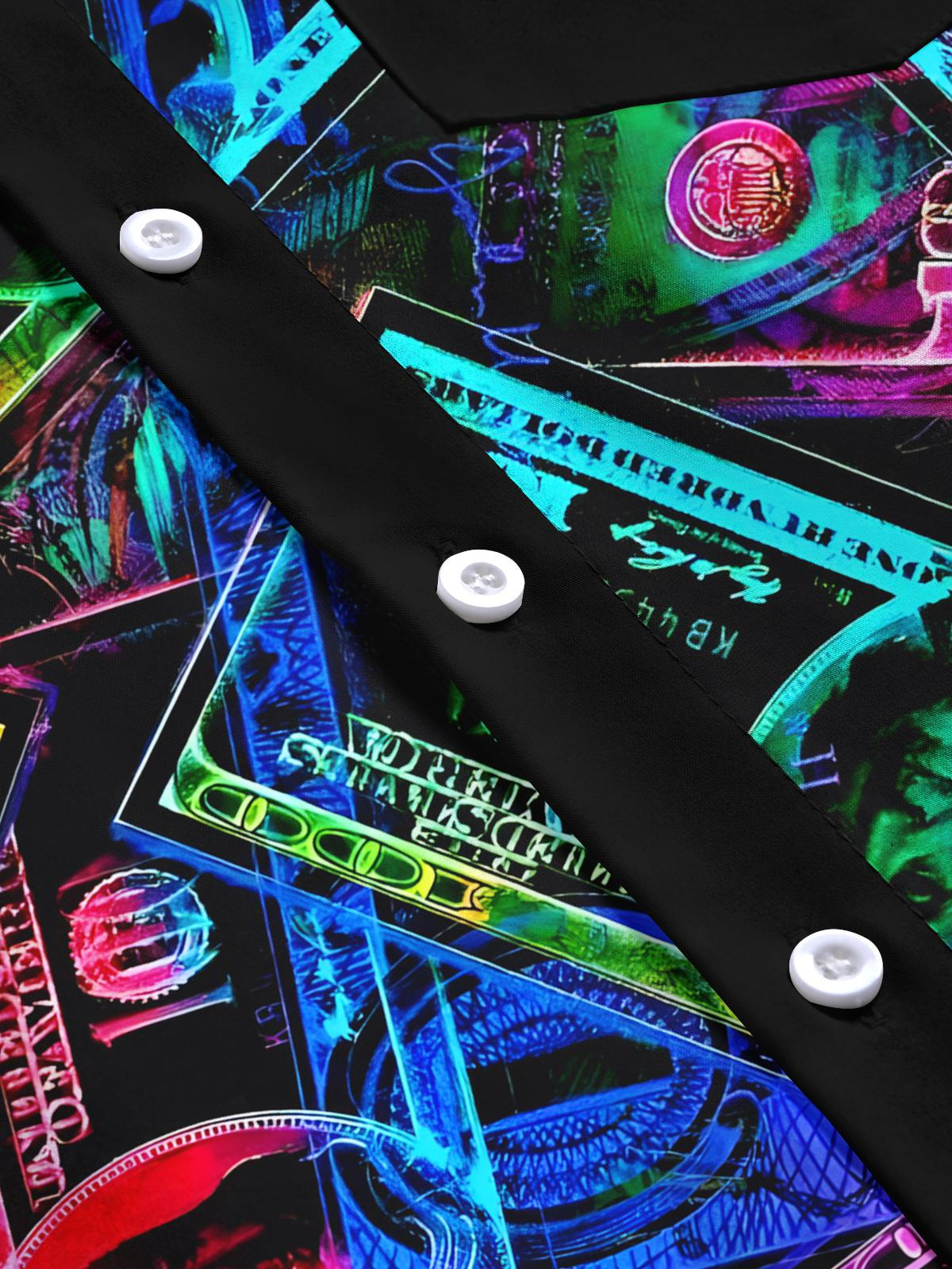 Dollar Print Men's Pocket Short Sleeve Shirts