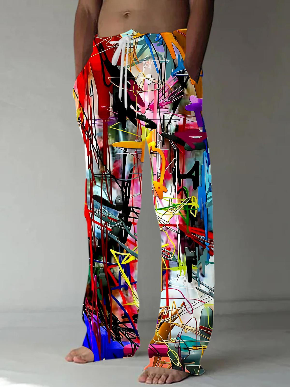 Tie Dye Men's Casual Elastic Waist Pants