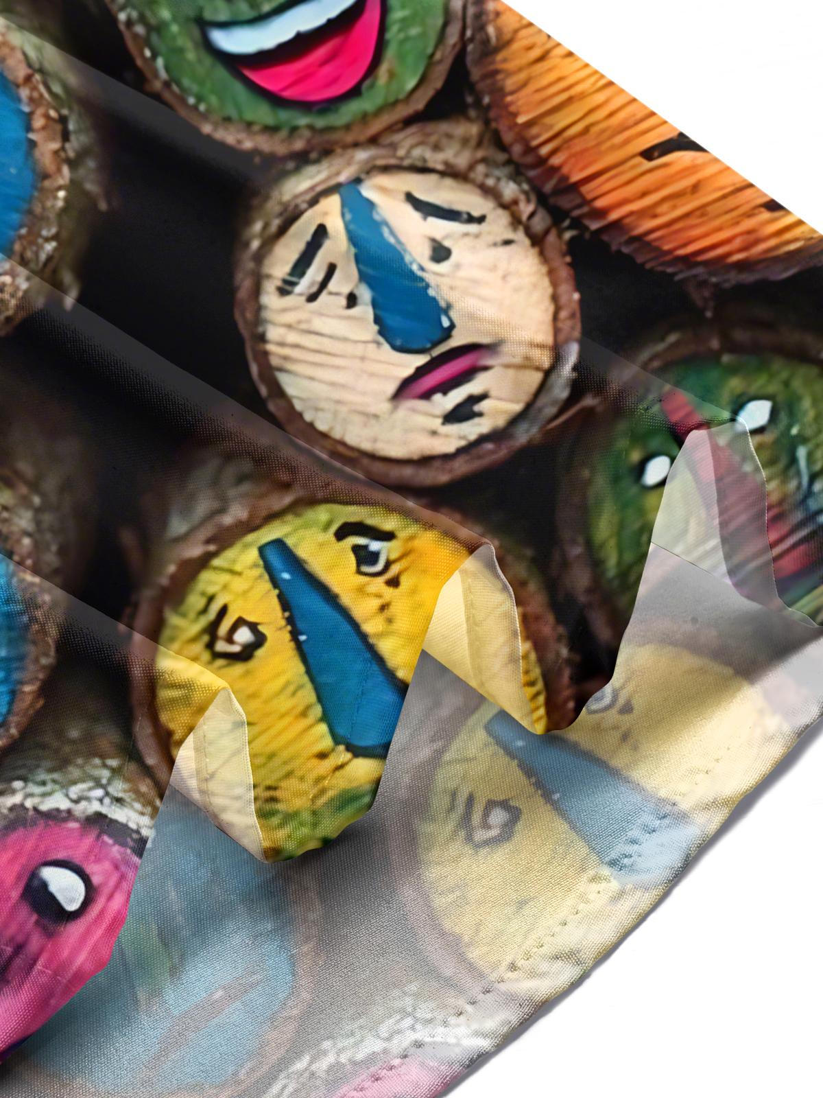 Funny Wood Print Men's Pocket Short Sleeve Shirts