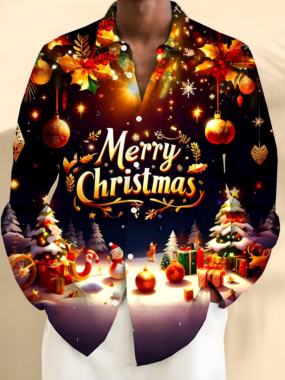 Christmas Men's Pocket Long Sleeve Shirts
