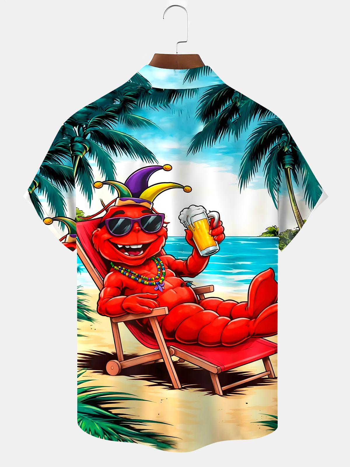 Hawaiian Crayfish Men's Pocket Short Sleeve Shirts
