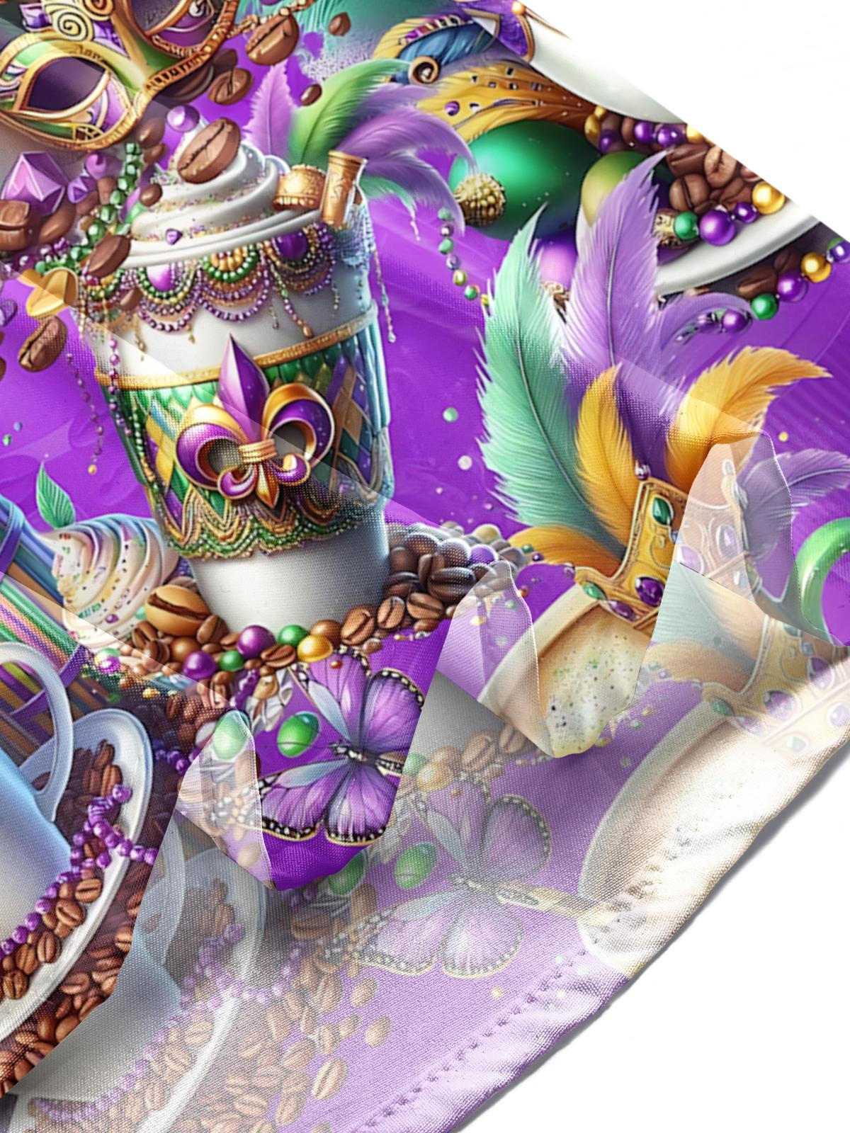 Mardi Gras Food Mask Print Men's Pocket Short Sleeve Shirts