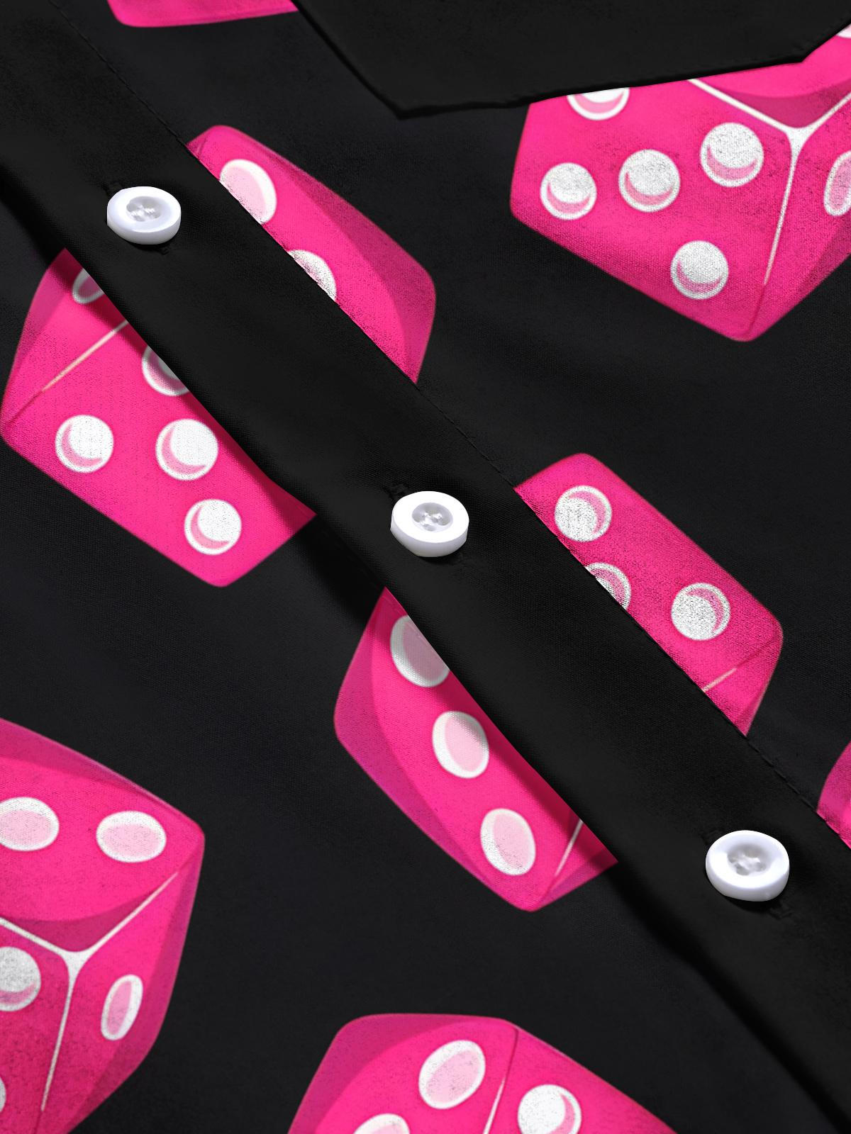 Dice Print Men's Pocket Short Sleeve Shirts