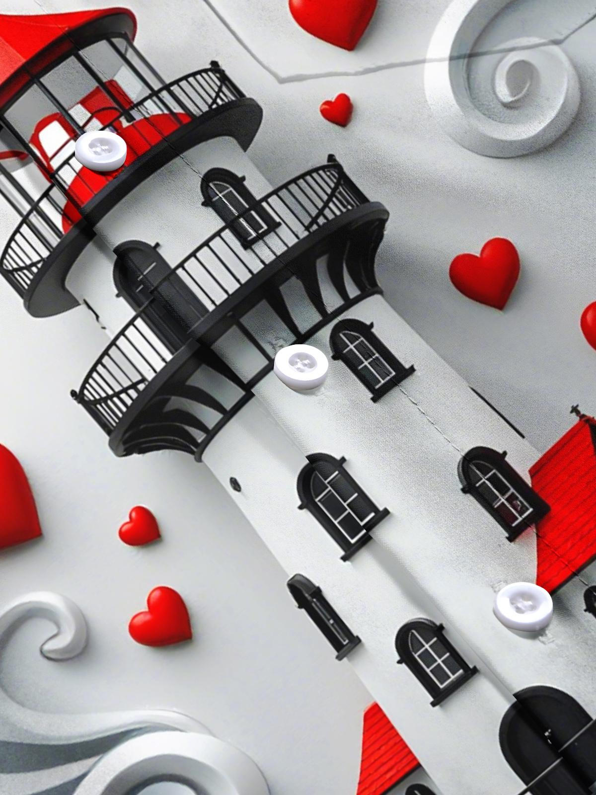 Lighthouse Heart Print Men's Pocket Short Sleeve Shirts