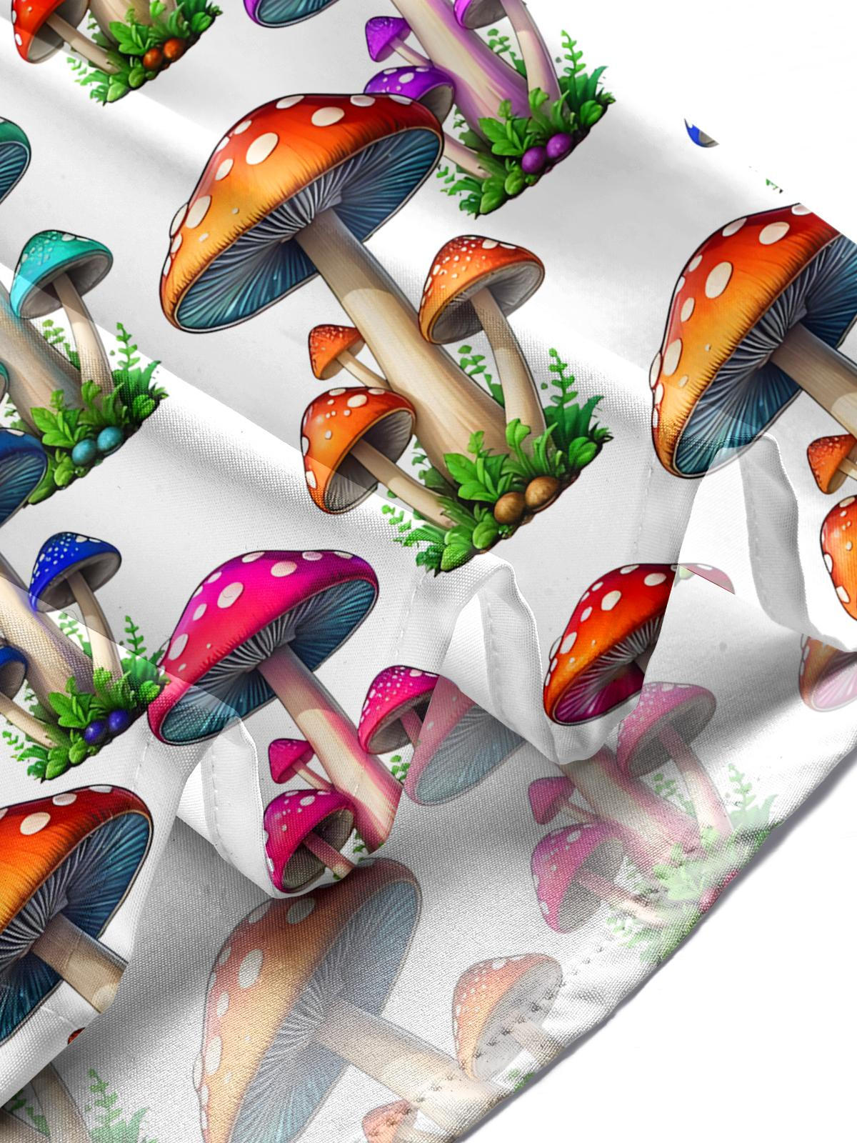 Mushroom Print Men's Pocket Short Sleeve Shirts