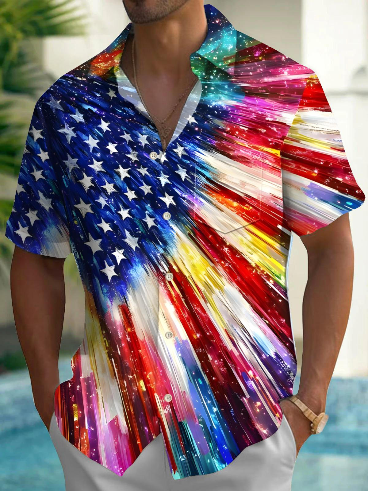 Independence Day Men's Pocket Short Sleeve Shirts