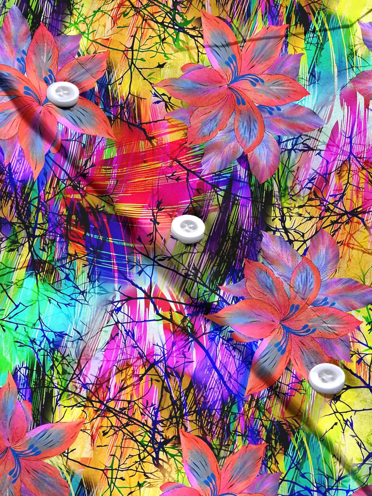 Floral Men's Pocket Long Sleeve Shirts