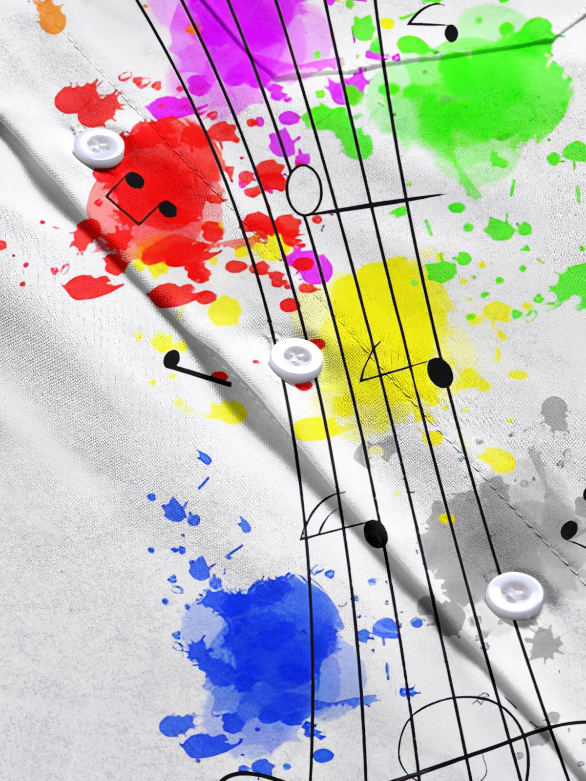 Note Print Men's Pocket Short Sleeve Shirts