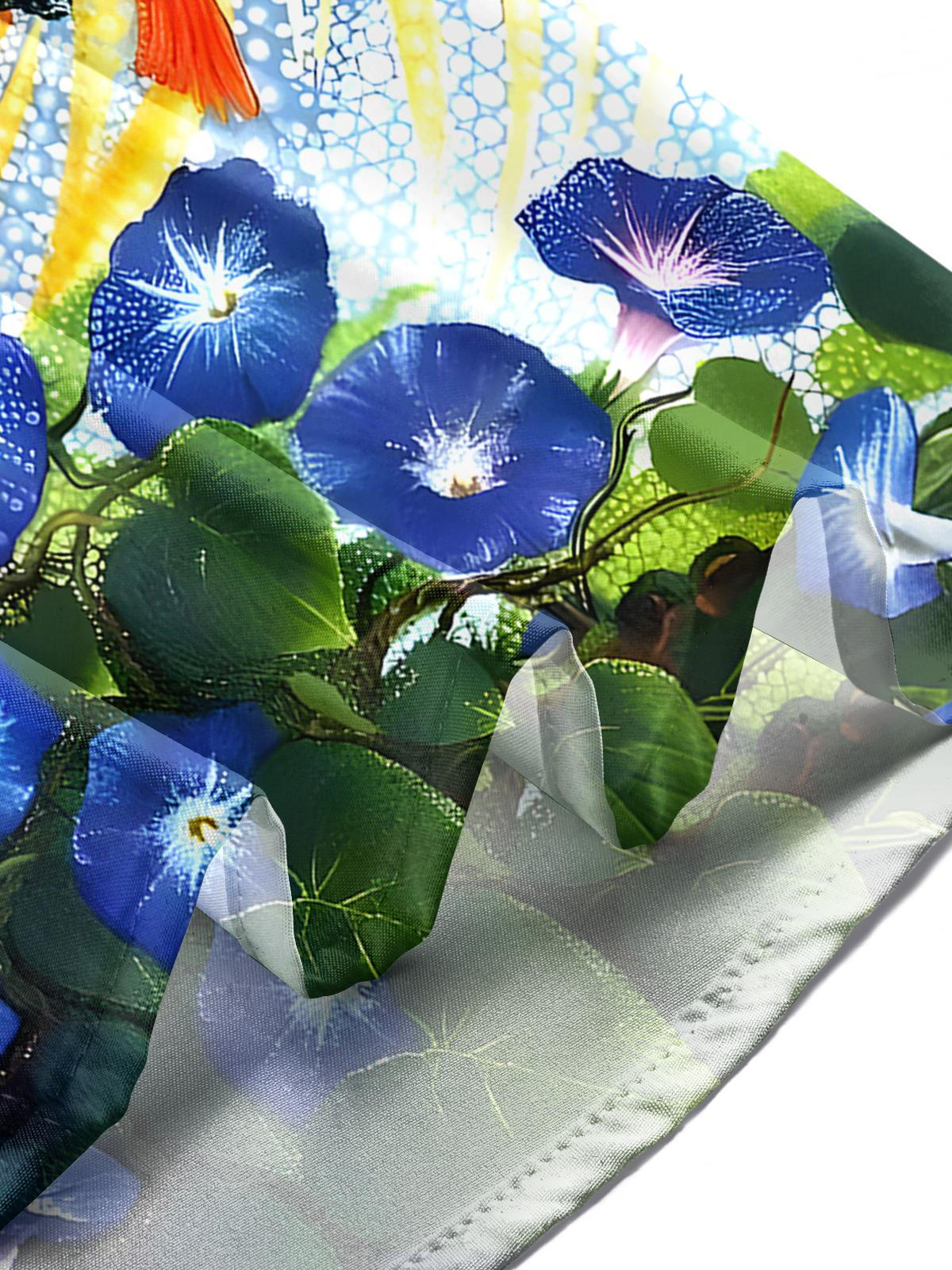 Hummingbird Morning Glory Men's Pocket Short Sleeve Shirts