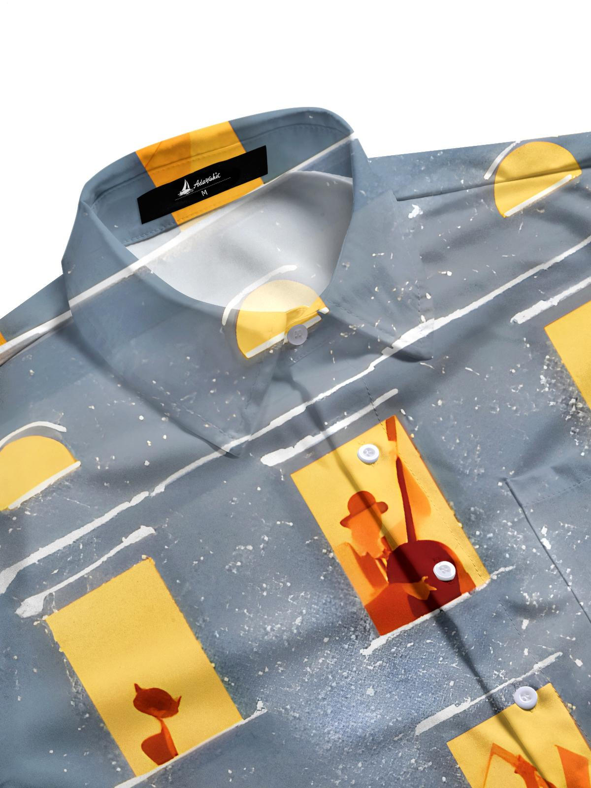 Winter Window Music Men's Pocket Short Sleeve Shirts