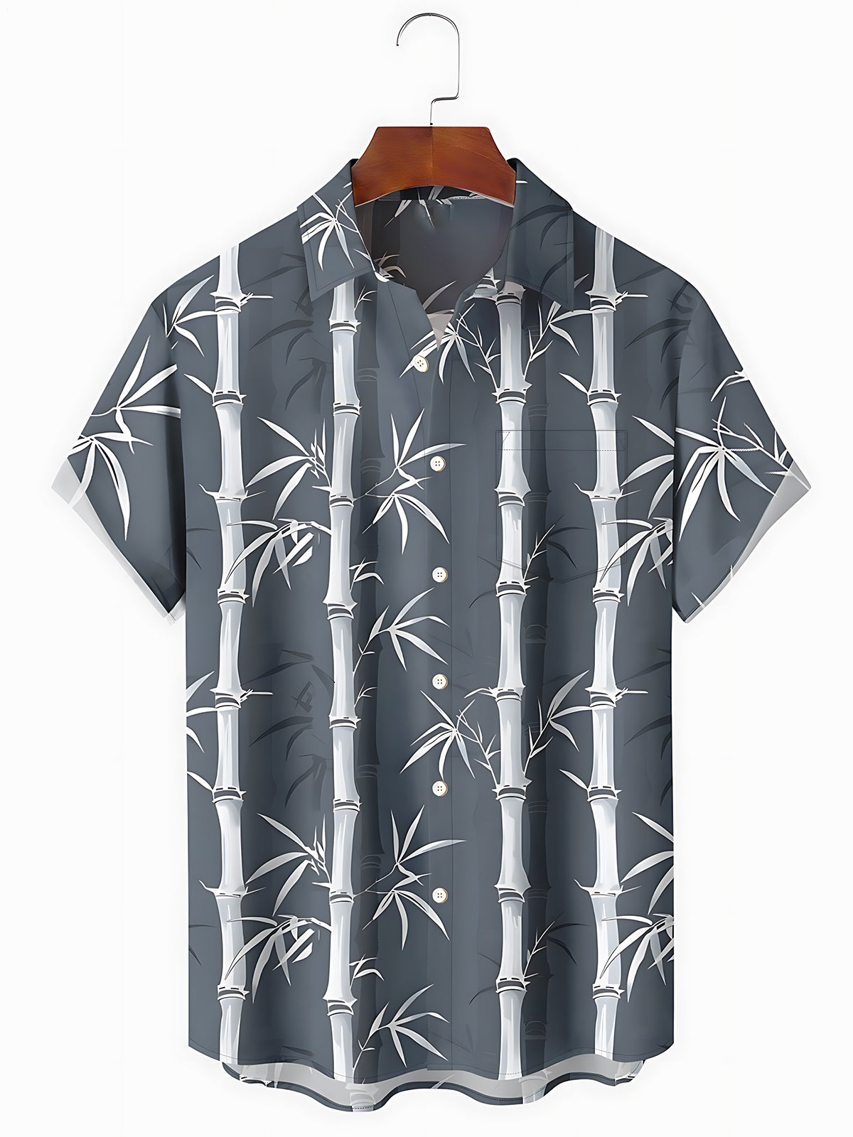 Bamboo Print Men's Pocket Short Sleeve Shirts