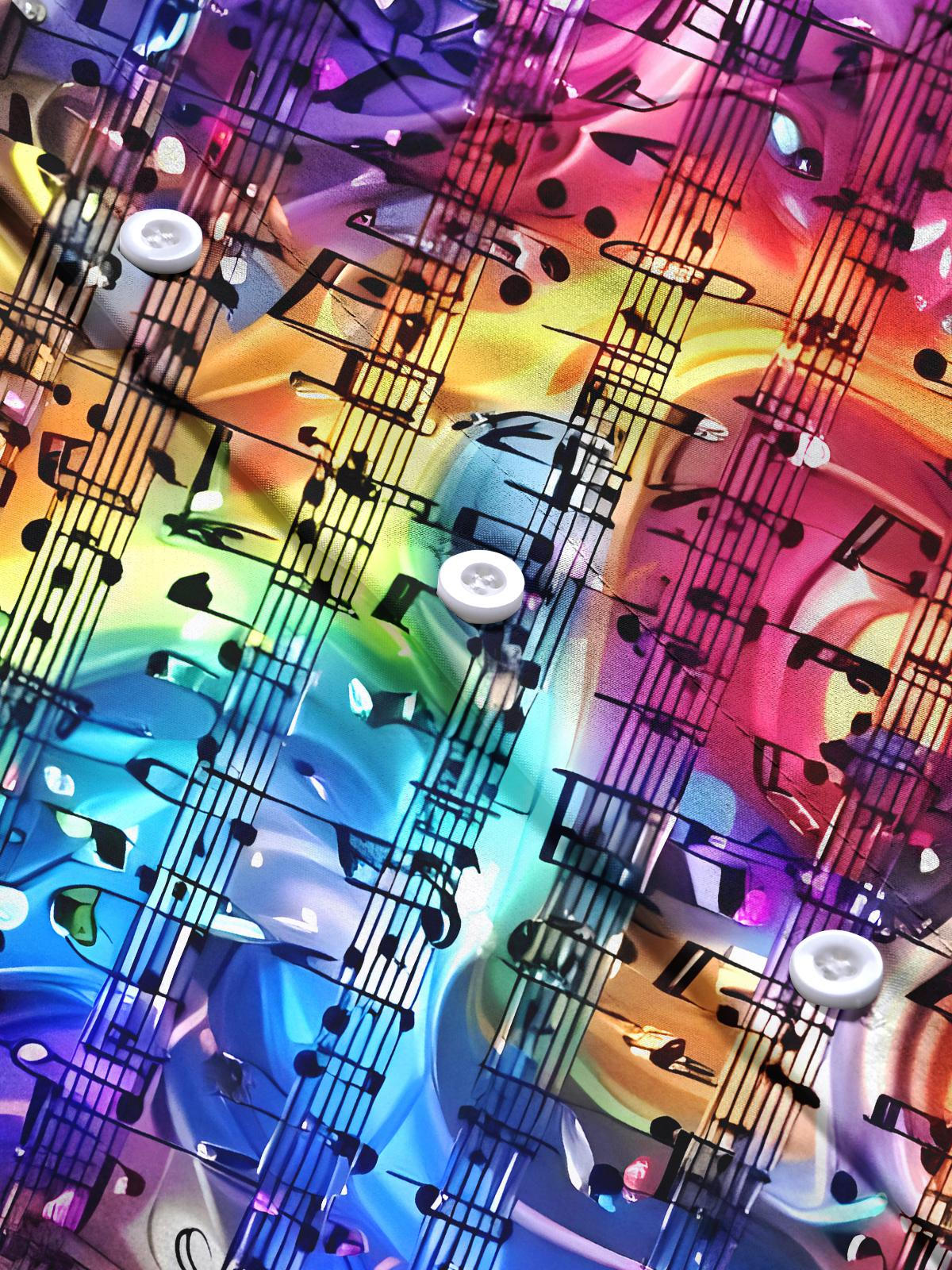 Musical Note Men's Pocket Long Sleeve Shirts