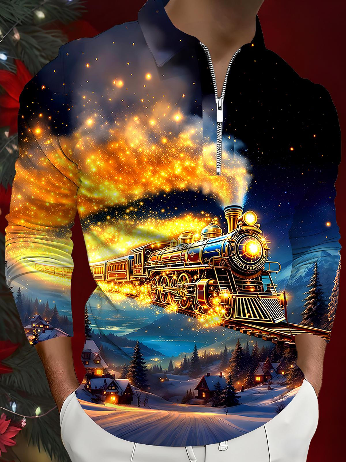 Train Men's Long Sleeve Zipper Polo