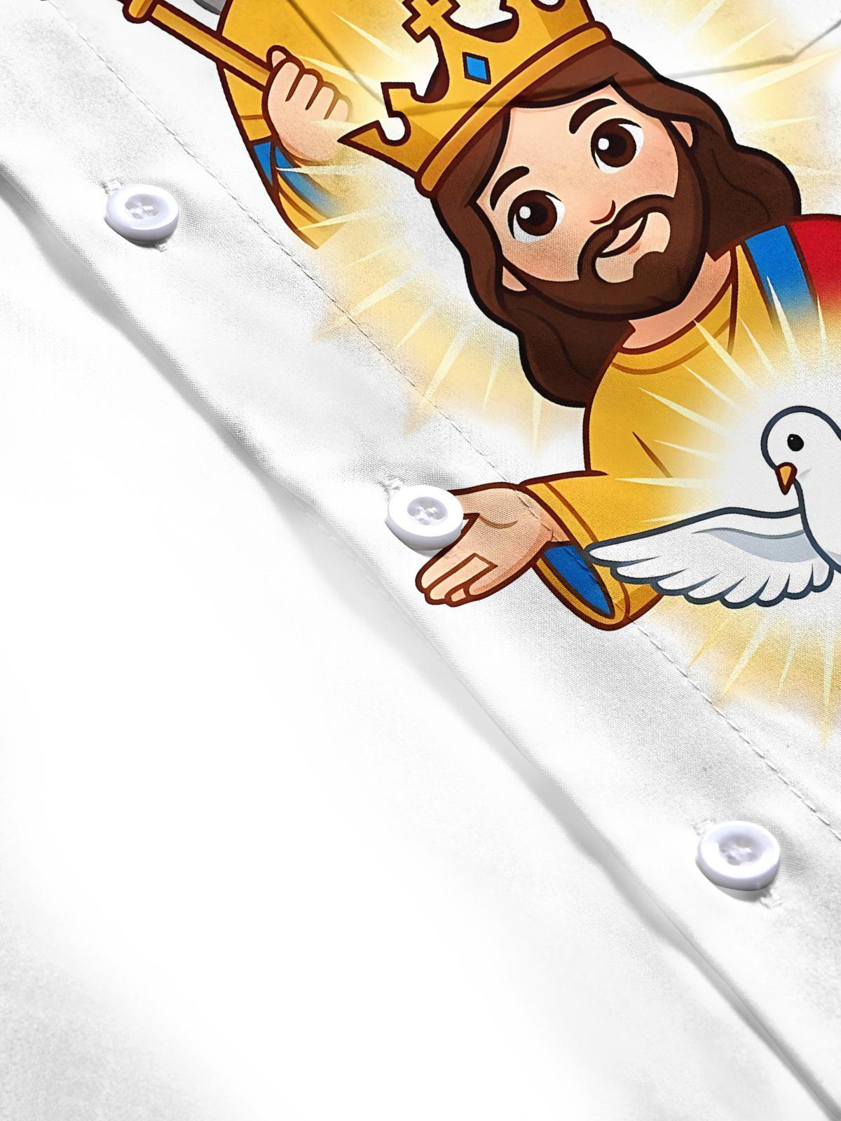 Christian Jesus Print Men's Pocket Short Sleeve Shirts