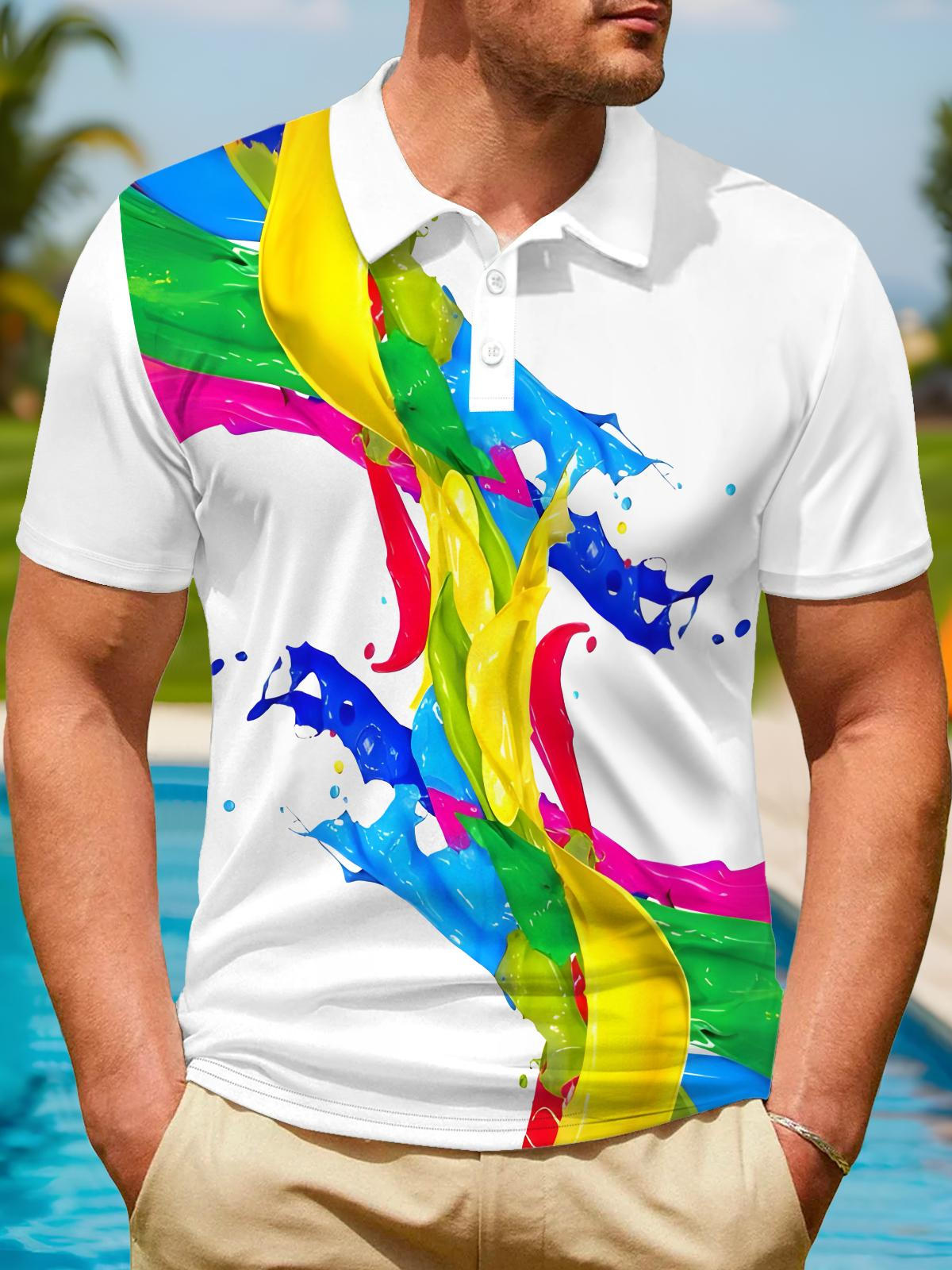 Tie Dye Men's Short Sleeve Button Polo Shirt
