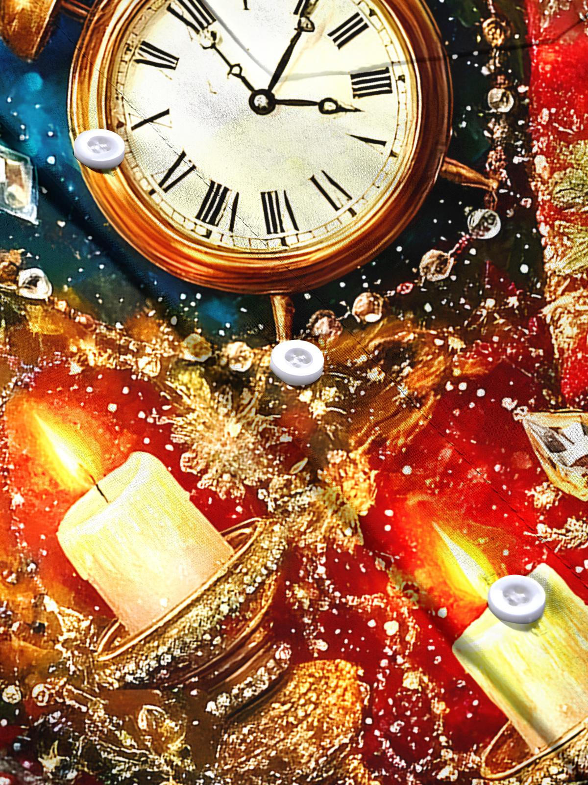 Christmas Clock Men's Pocket Short Sleeve Shirts