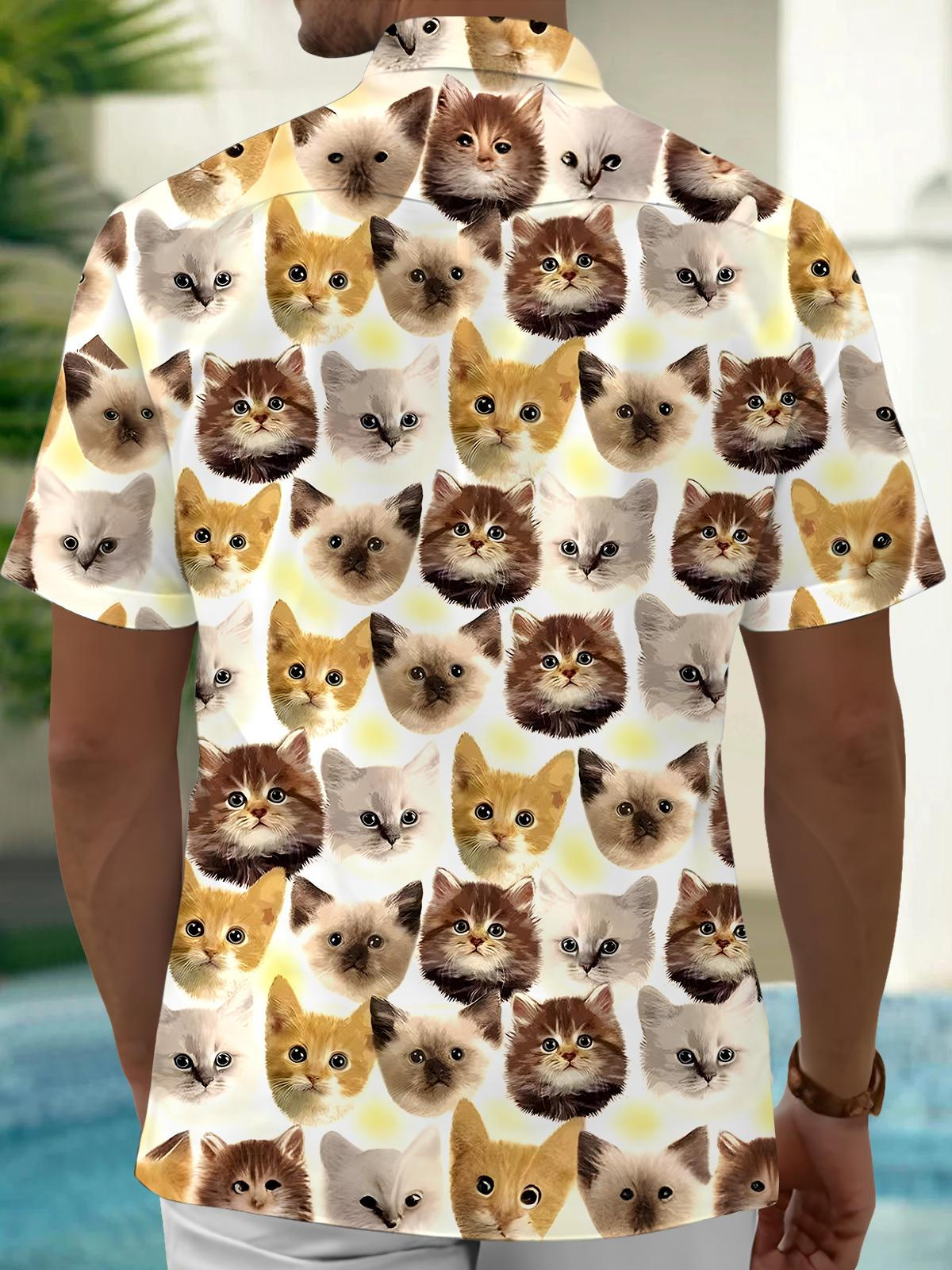Cat Men's Pocket Short Sleeve Shirts