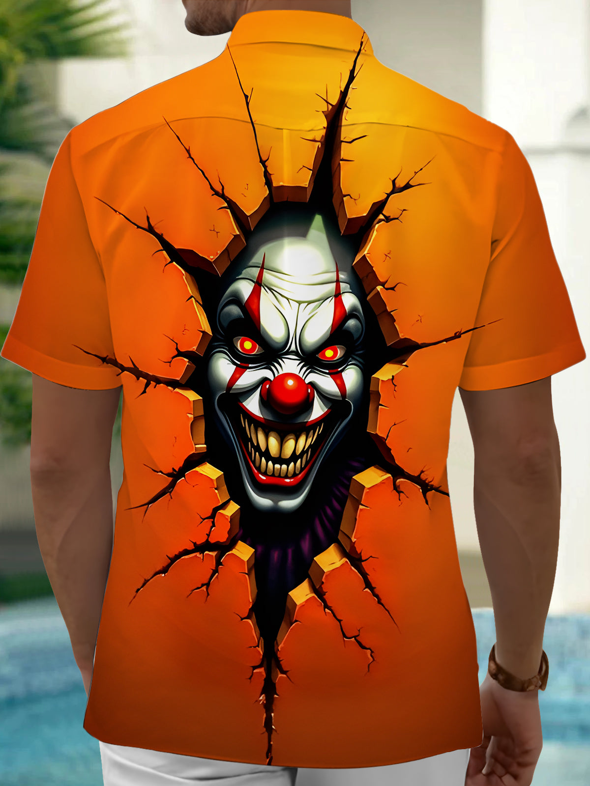 Joker Print Men's Pocket Short Sleeve Shirts