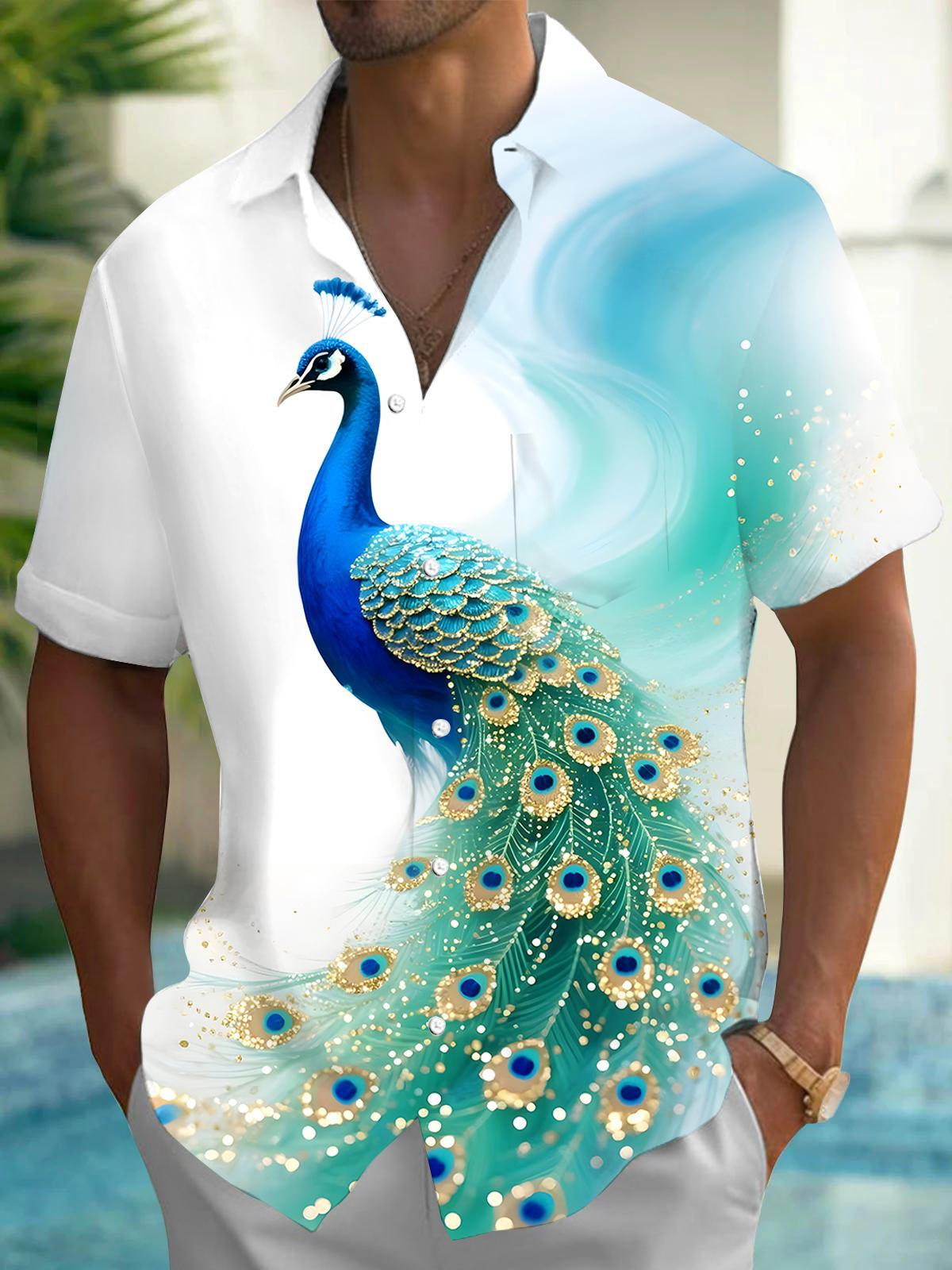 Peacock Men's Pocket Short Sleeve Shirts