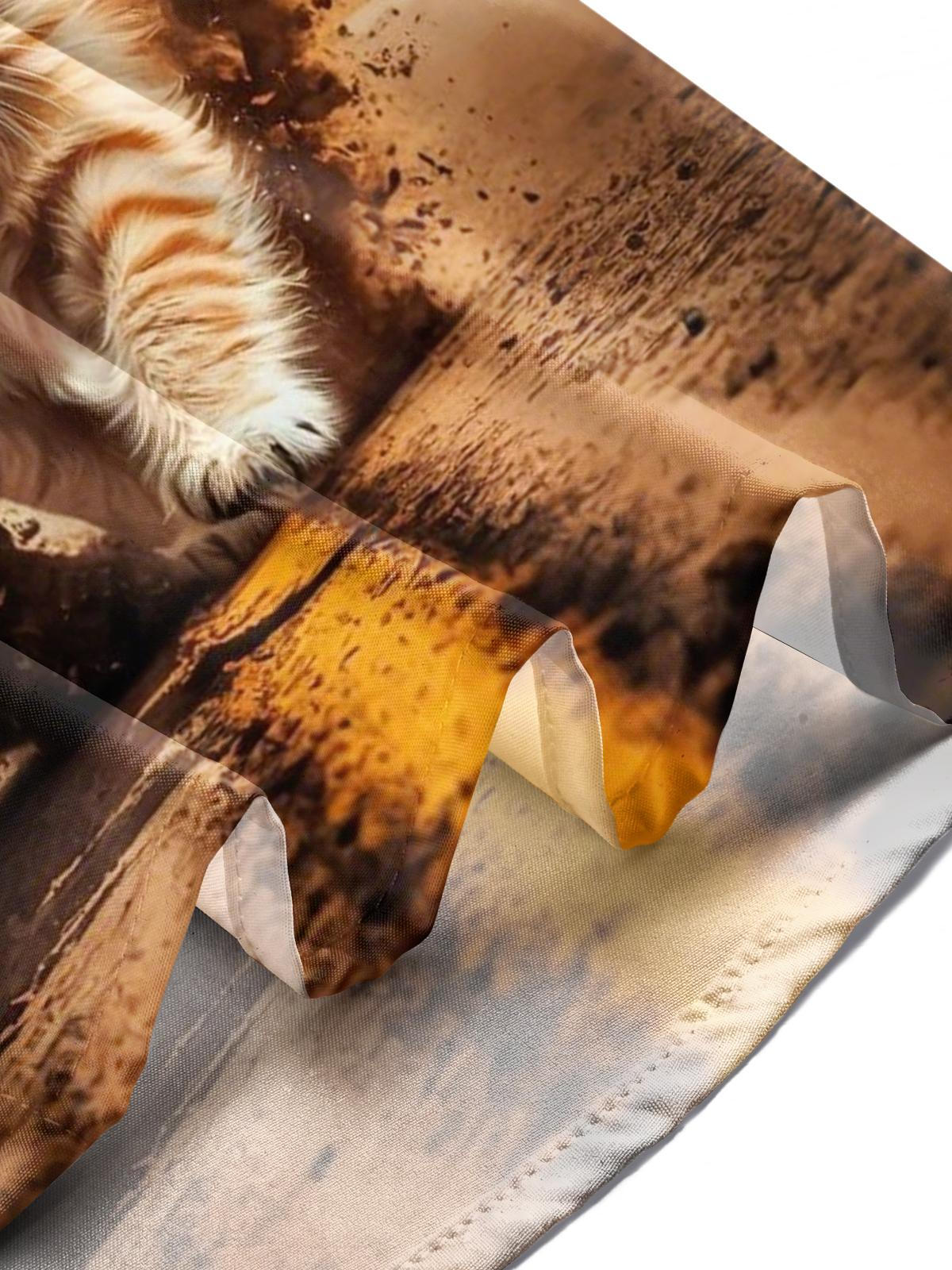 Cat Print Men's Pocket Short Sleeve Shirts