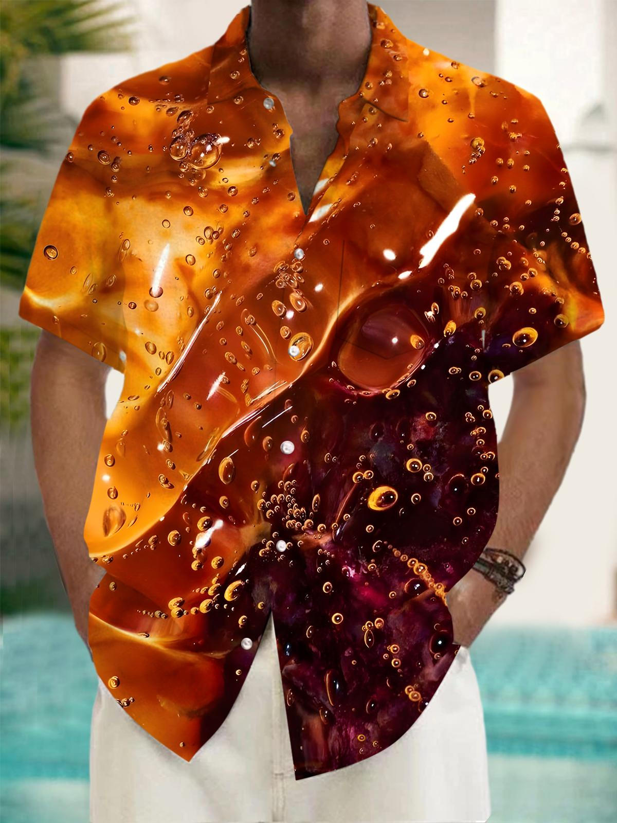 Honey Print Men's Pocket Short Sleeve Shirts