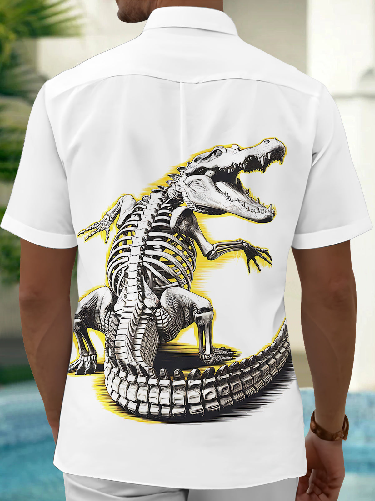 Crocodile Print Men's Pocket Short Sleeve Shirts