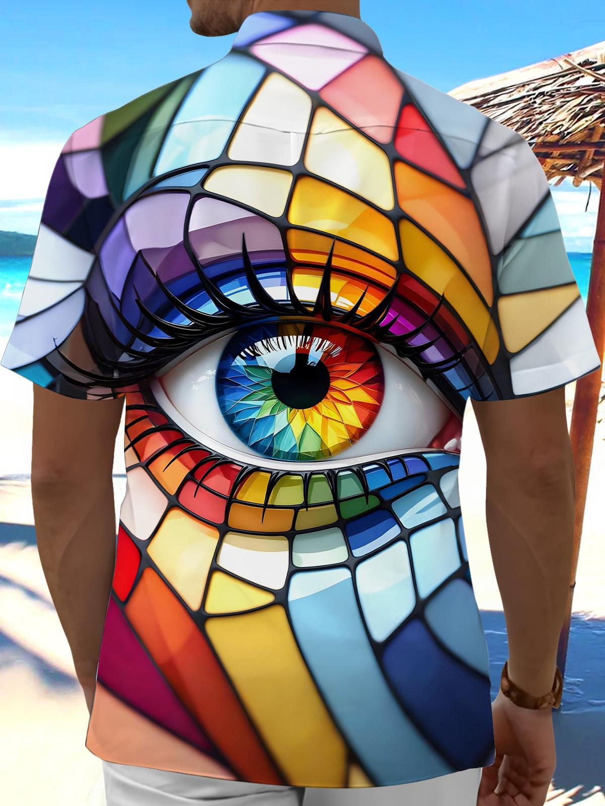 Eye Print Men's Pocket Short Sleeve Shirts