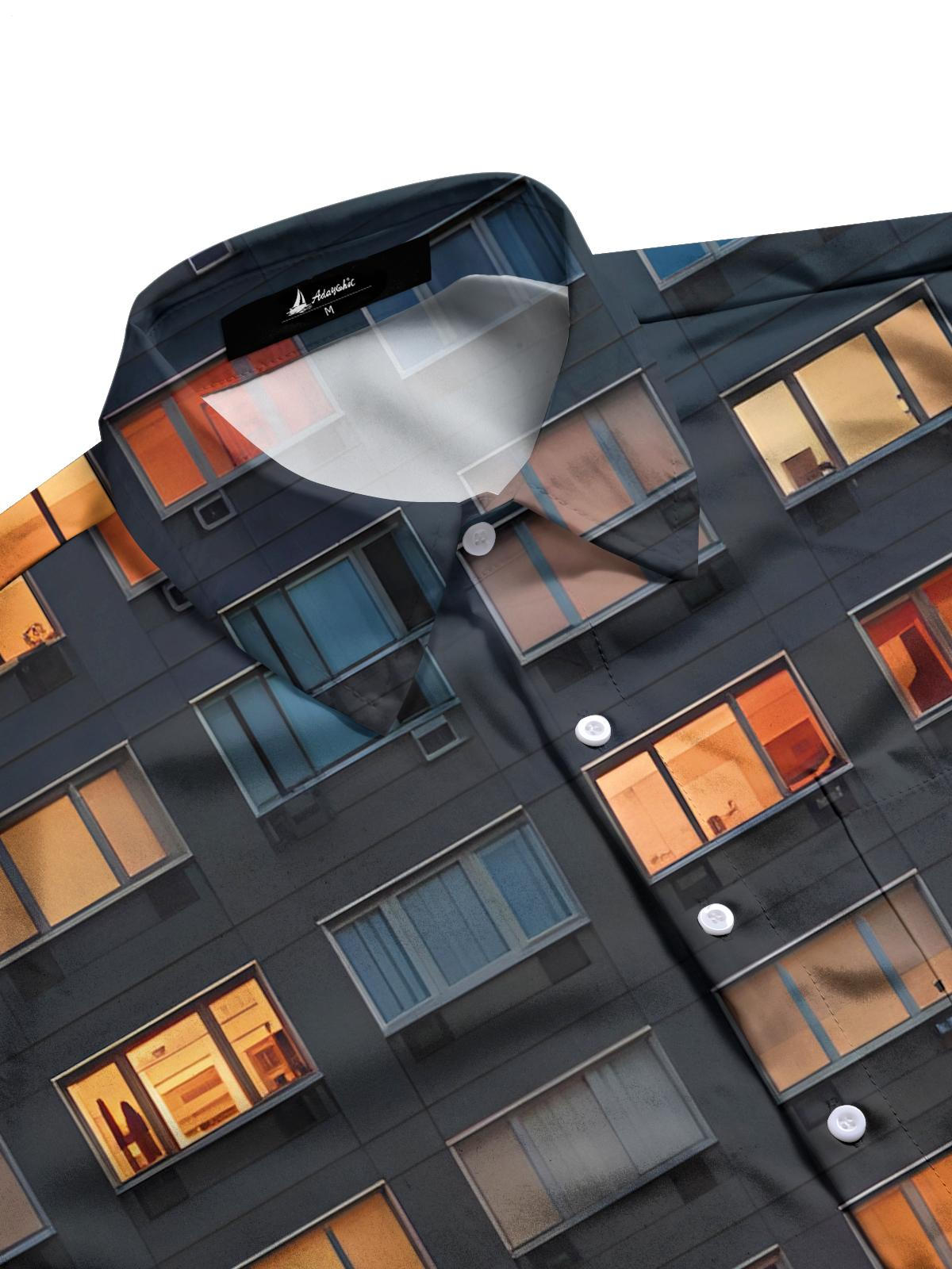 Window Print Men's Pocket Short Sleeve Shirts