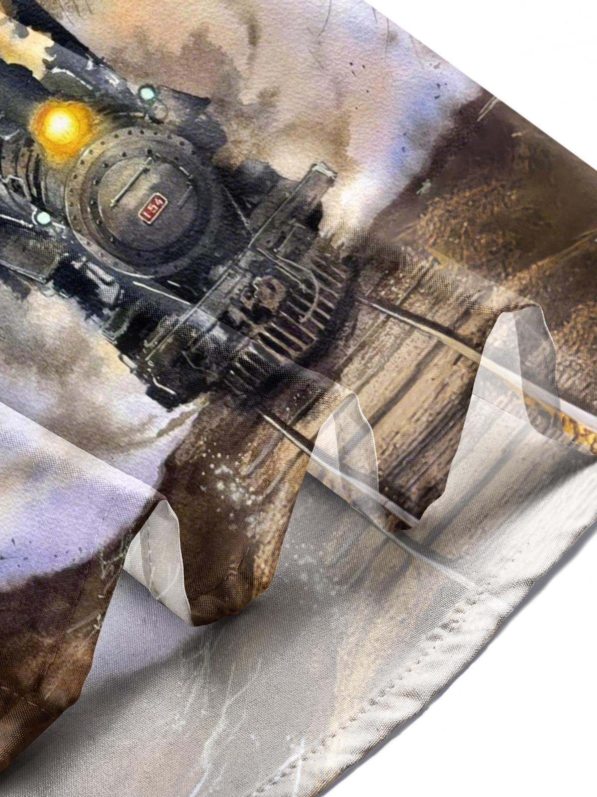 Train Print Men's Pocket Short Sleeve Shirts