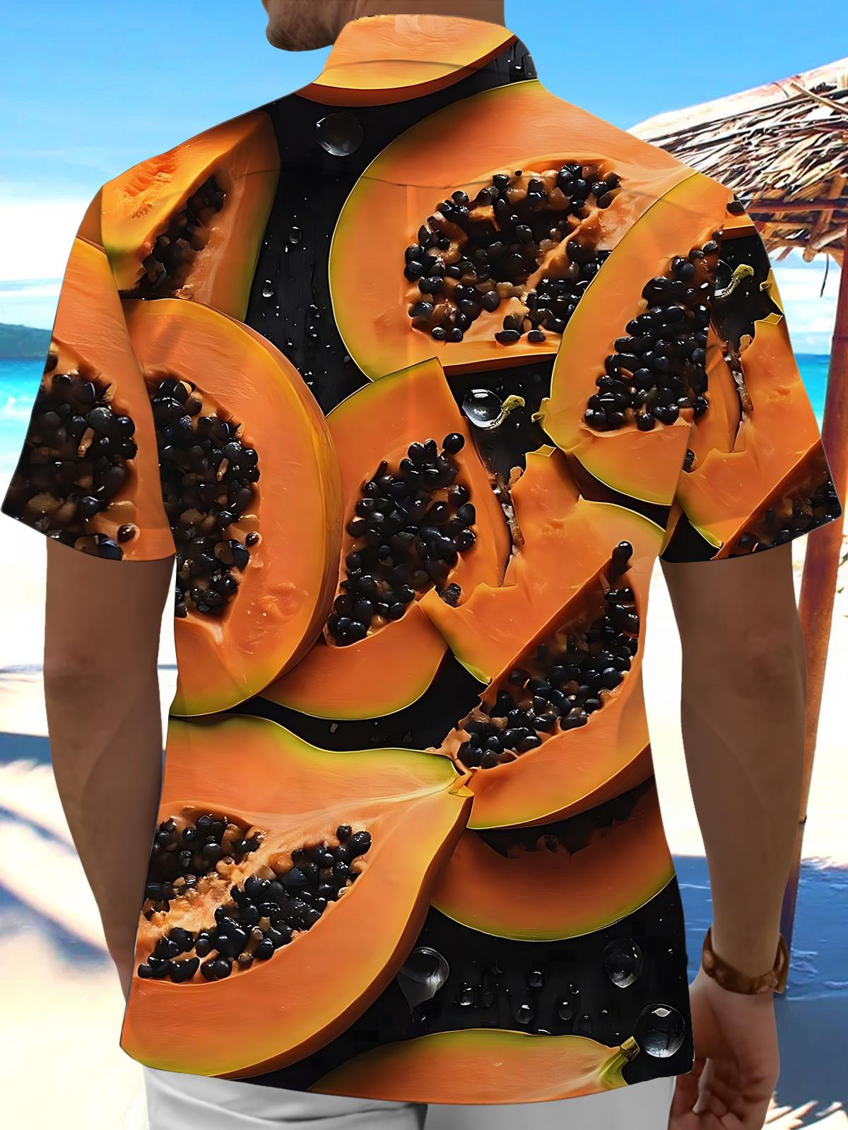 Papaya Print Men's Pocket Short Sleeve Shirts