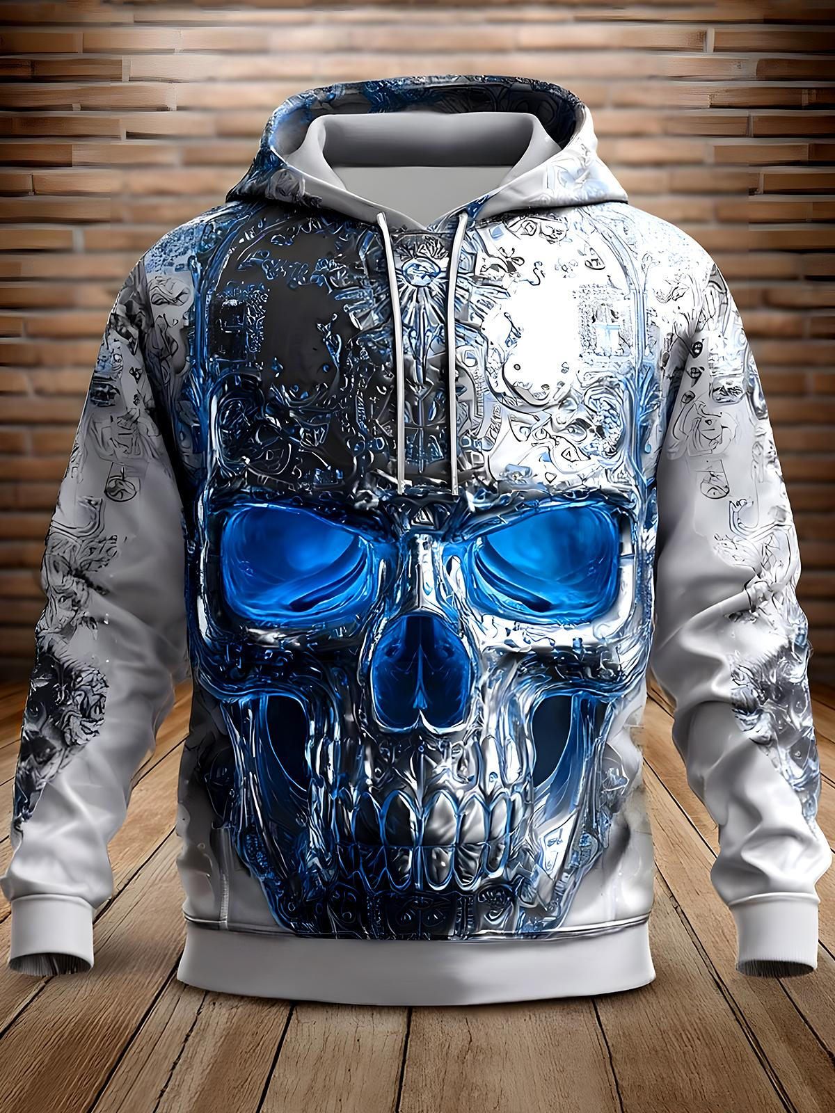 Skull Men's Long Sleeve Pocket Hoodies