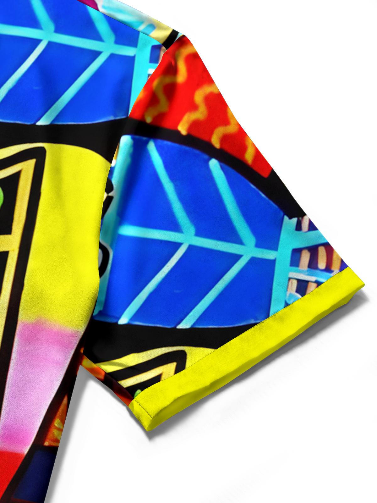 Art Fish Print Men's Pocket Short Sleeve Shirts