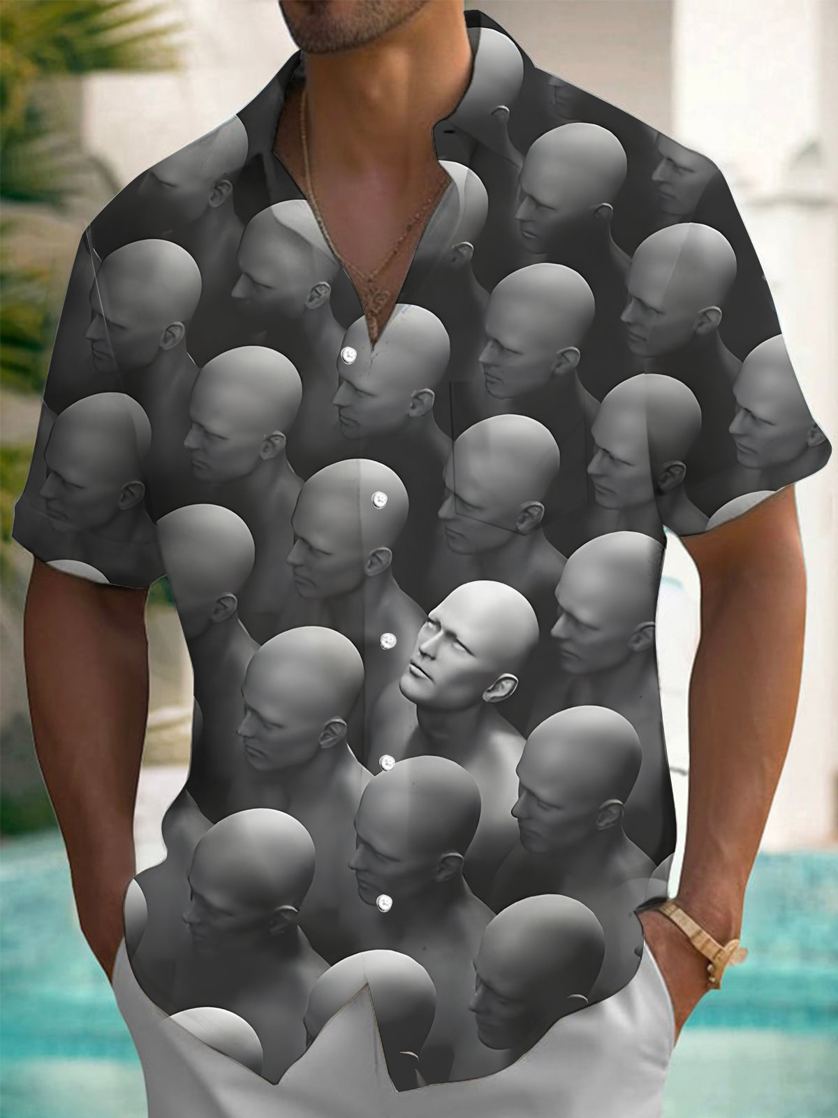 Portrait Art Print Men's Pocket Short Sleeve Shirts