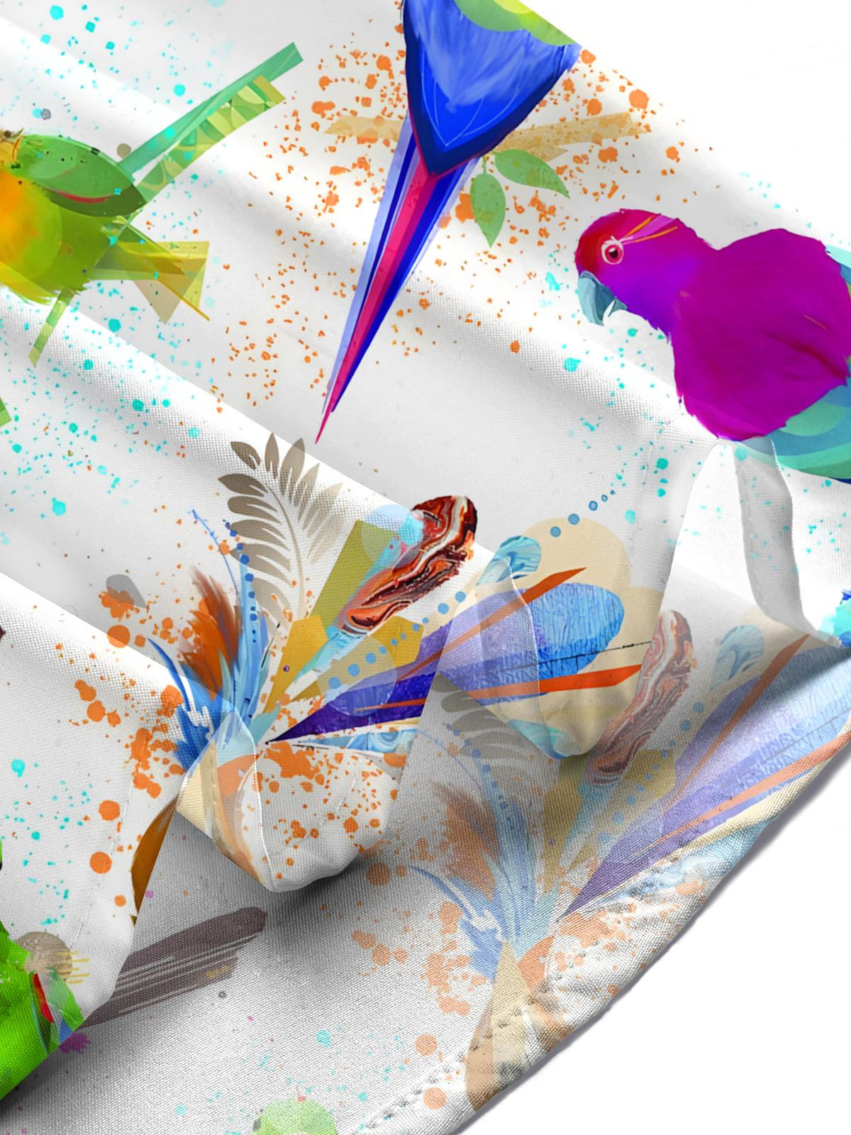 Hawaiian Parrot Print Men's Pocket Short Sleeve Shirts