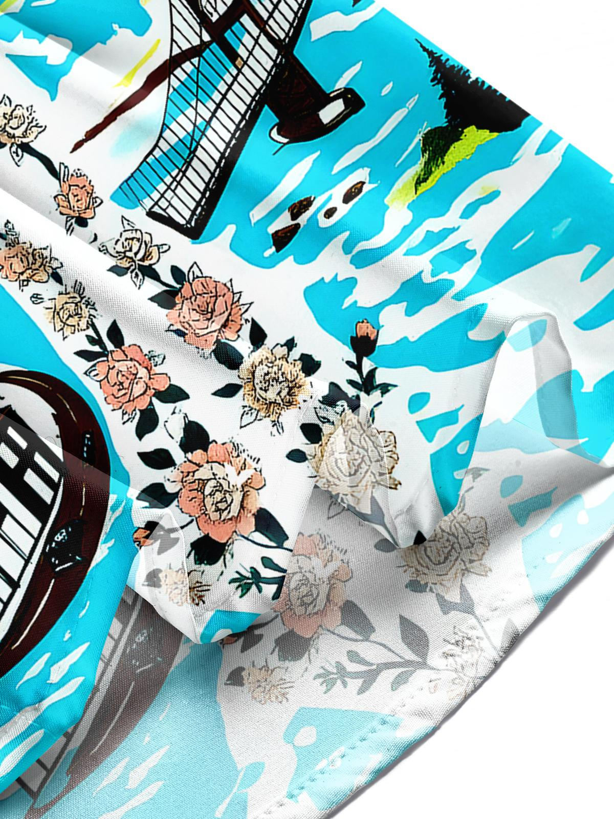 Hawaiian Floral Men's Pocket Short Sleeve Shirts