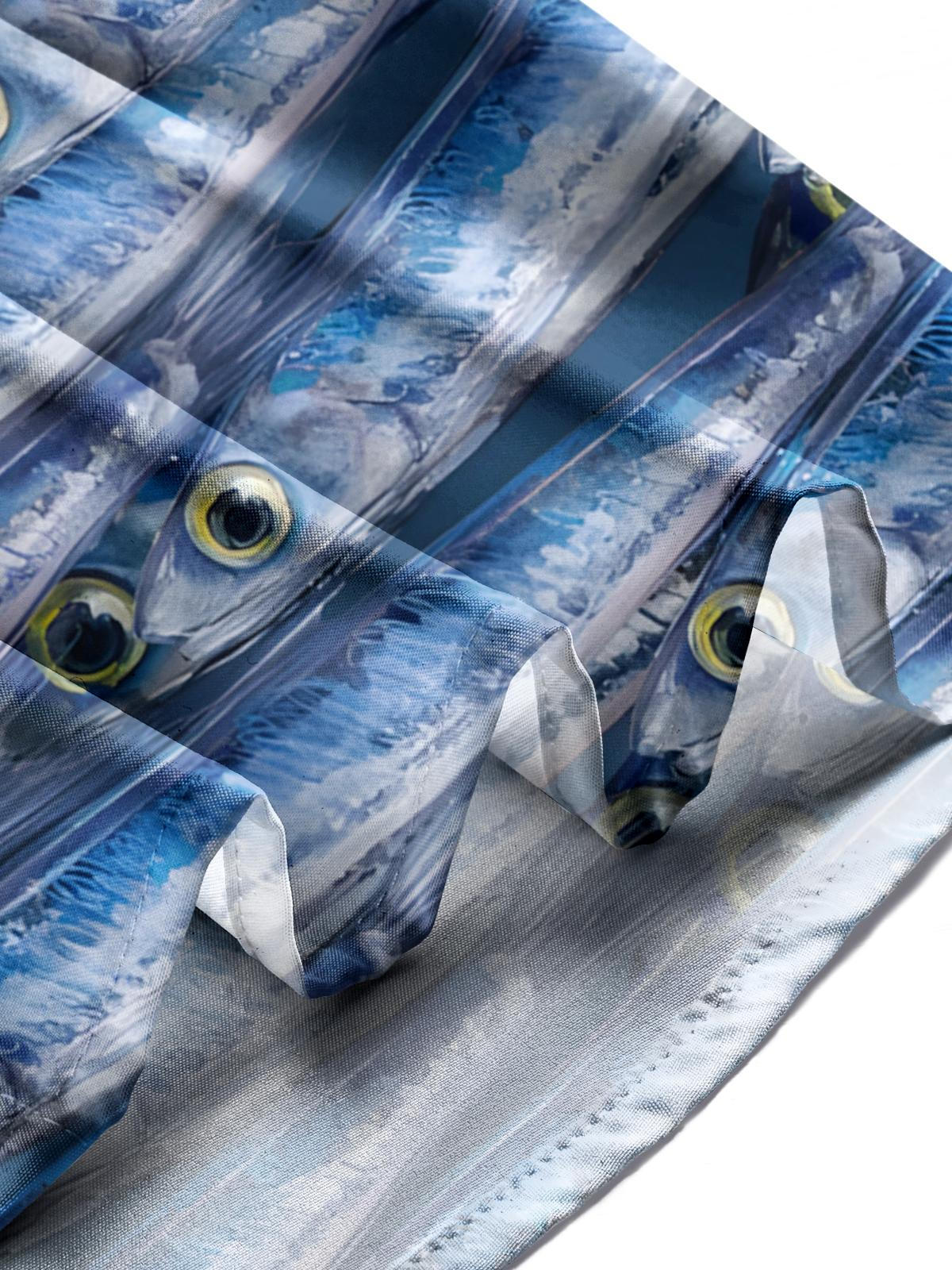 Fish Print Men's Pocket Short Sleeve Shirts