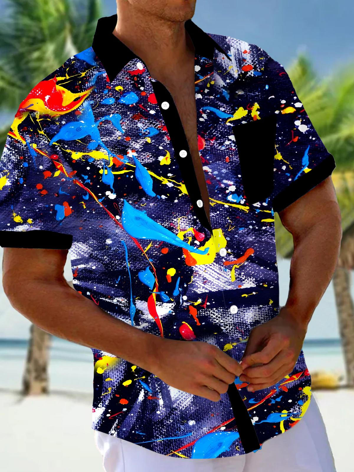 Tie Dye Men's Pocket Short Sleeve Shirts