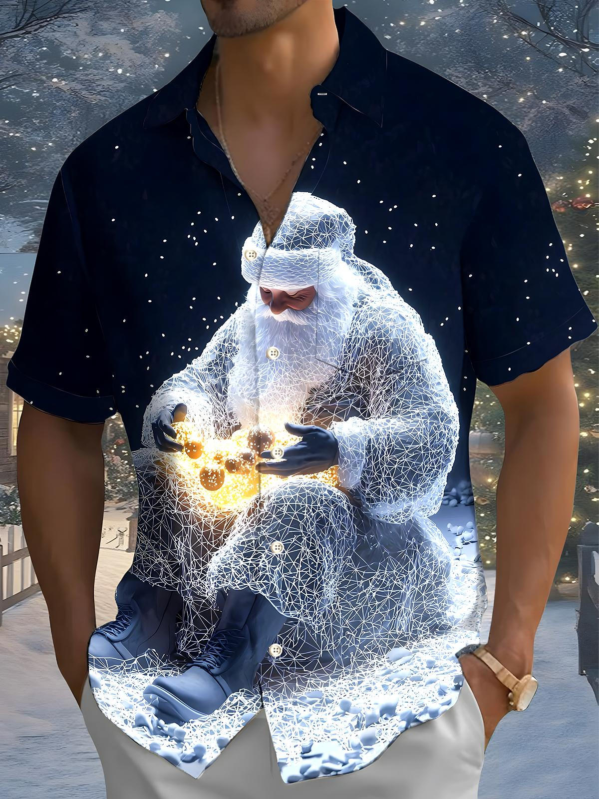 Santa Claus Men's Pocket Short Sleeve Shirts