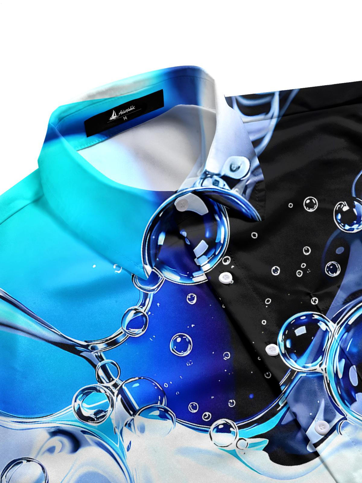 Hawaiian Abstract Water Drop Men's Pocket Short Sleeve Shirts