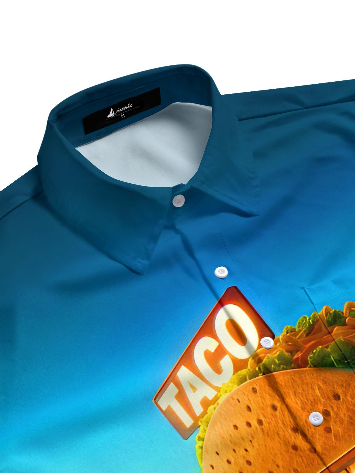 Hawaiian Coconut Taco Beach Men's Pocket Short Sleeve Shirts