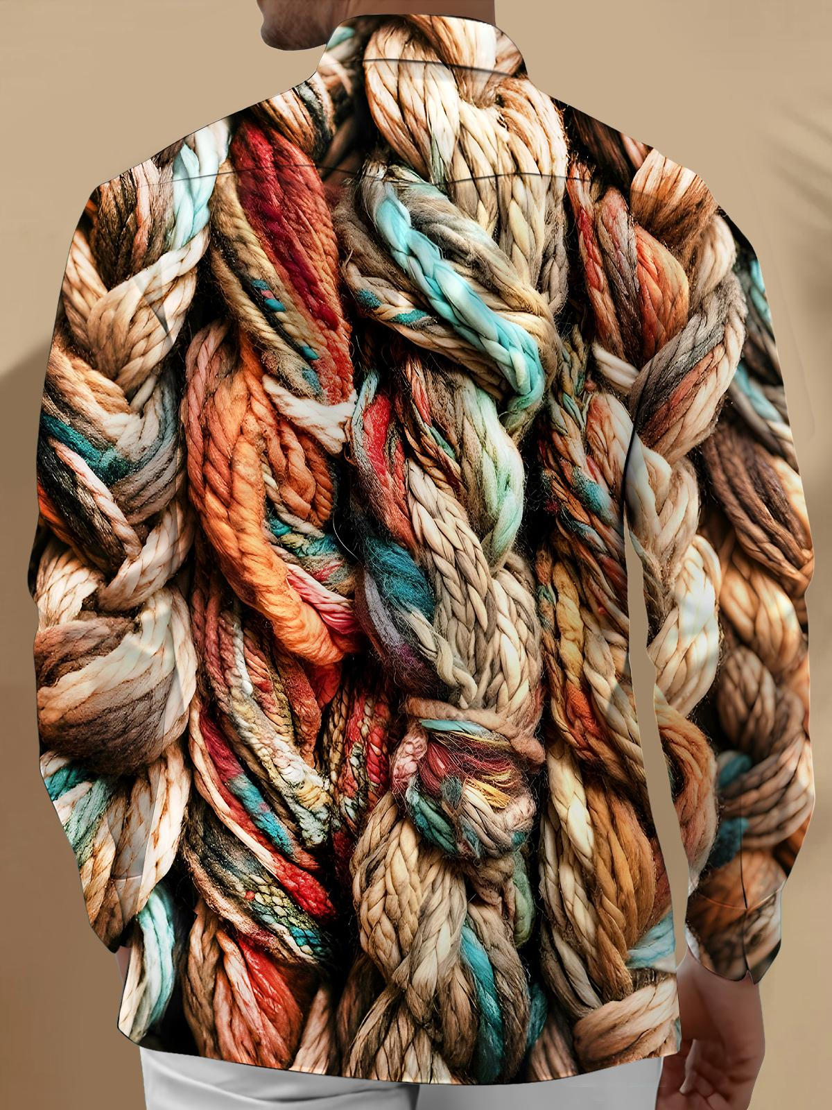 Hemp Rope Men's Pocket Long Sleeve Shirts