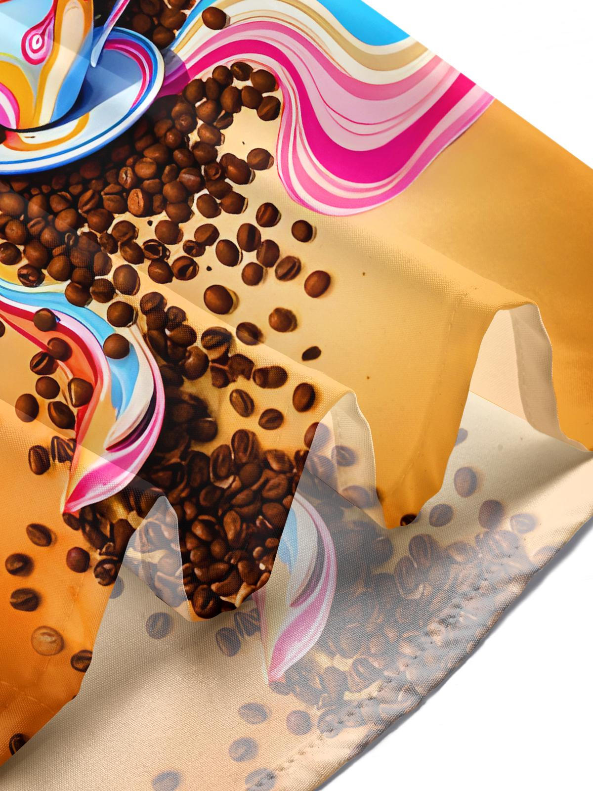 Fun Colorful Flowing Coffee Beans Men's Pocket Long Sleeve Shirts